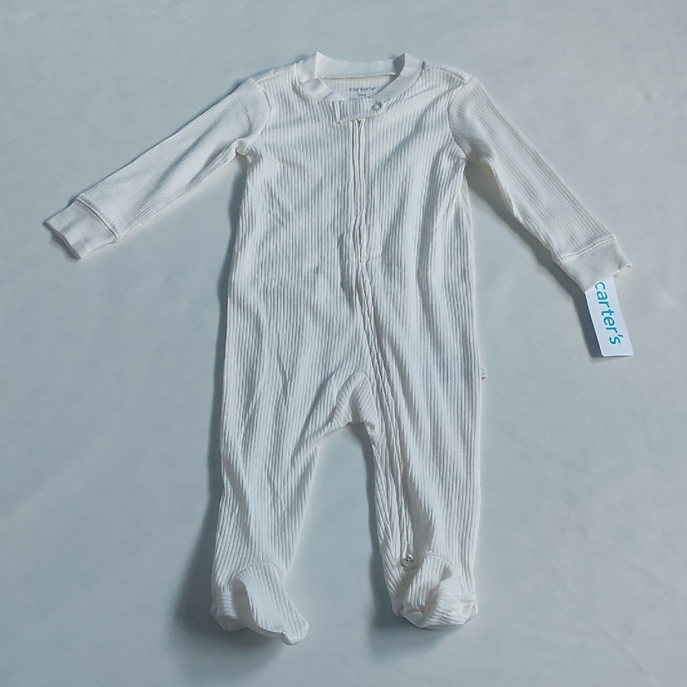 Carter's White Cozy Footie One‎ Piece 9 Months